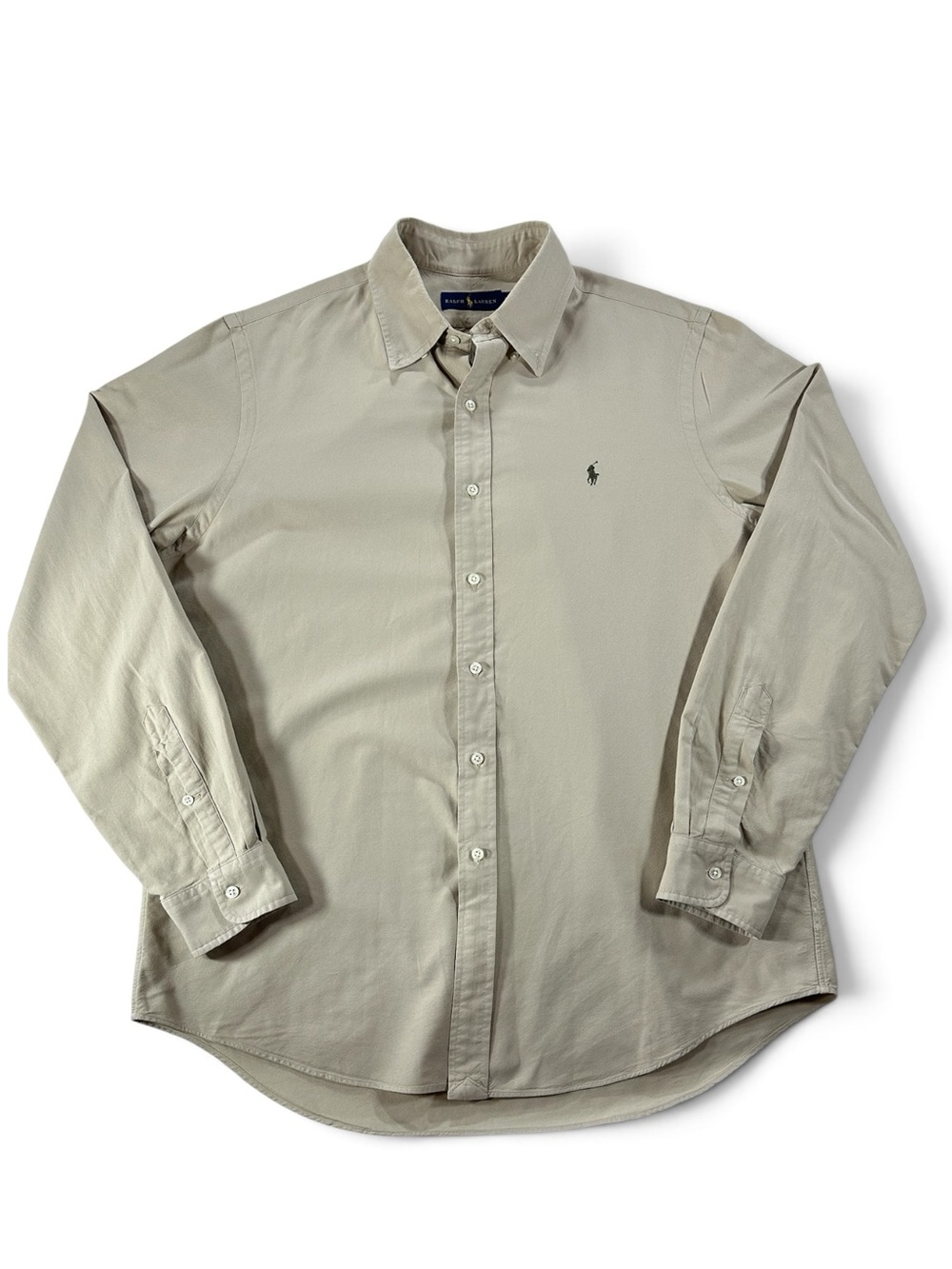 Ralph Lauren Men's L Light Khaki Button-Down Dress Shirt
